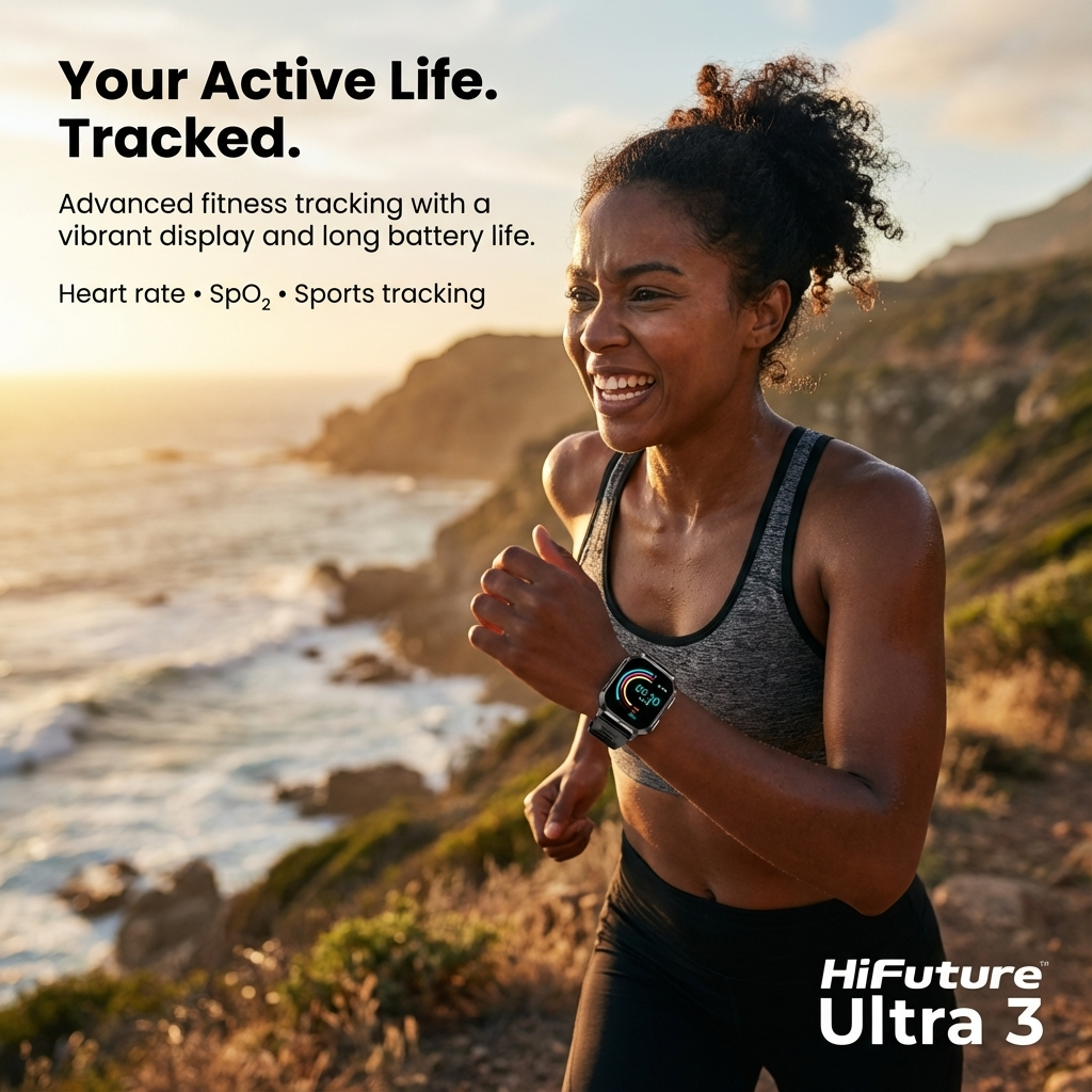 HiFuture Ultra 3 Smartwatch | Bluetooth Calling, AMOLED Display, Fitness & Health Tracking – Black